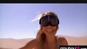 Big boobed naked badass Taylor Seinturier and GFs boarding in the desert