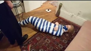 Duct Tape Mummy Girl Struggles through Apartment