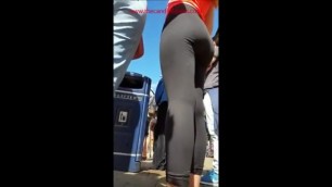 Candid Bubble Butt VPL in Black Spandex Leggings