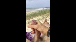 Jerking off and Cumming on Nude Beach