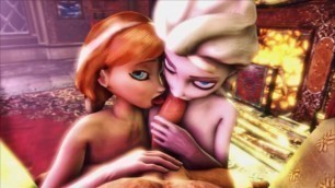 Elsa and Anna Share a Cock