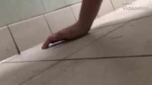 MY SLAVE JOHNNY LICKING THE FLOOR AND TOILET AT a GAS STATION
