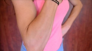 FBB Flexes Muscles with her Armpit Stubble