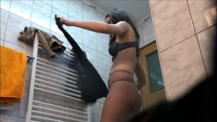 Pantyhose Romanian Girl Changing Bathroom