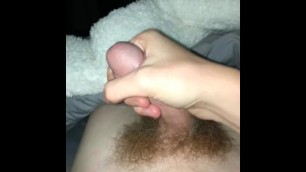 Guy Strokes Big Hairy Cock and Cums