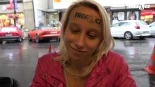 Hot Blonde with Forehead Tattoo Months After.