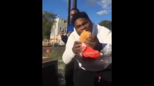 Fat Black Man Eats Biggest Burgers and Smashes Ground Hardcore