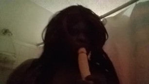 Sucking off a Dildo again