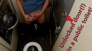 I Left the Door Unlocked in a Public Toilet. Messy Cumshot all Over...