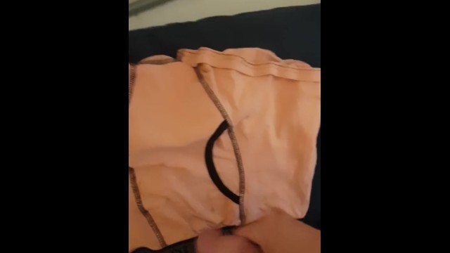 Wanking and Cumming on my little Brother's Boxers