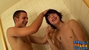 Large Cock of Emo Twink Gets Pulled on in the Shower Hard