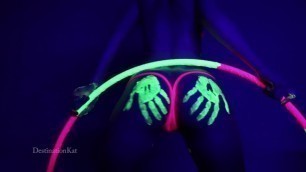 DestinationKat Dances and Hula Hoops under a Black Light