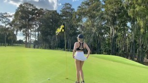 Golf Girl Flashes Pussy on the course and Spreads Ass