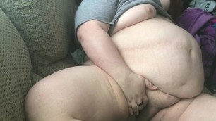 Fat Girl Masturbates on Grandmas Couch