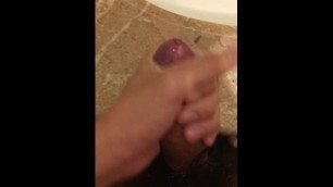 Boy Edges and Plays with his Cock before Shower