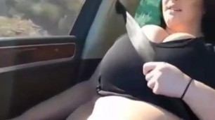 Fat BBW With Thin Face Jiggles While Driving