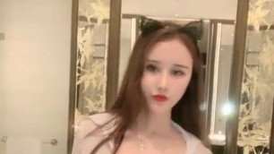 Chinese Webcam, surgery face. fake boobs, hot slut sucks cock toy