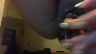 Webcam slut slaps tits and puts pens in pussy part 2
