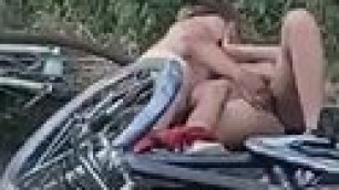 Couple Fingering by the Side of the Road in Public