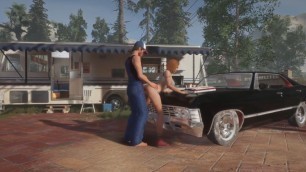 Trucker has sex on a Chevy Impala